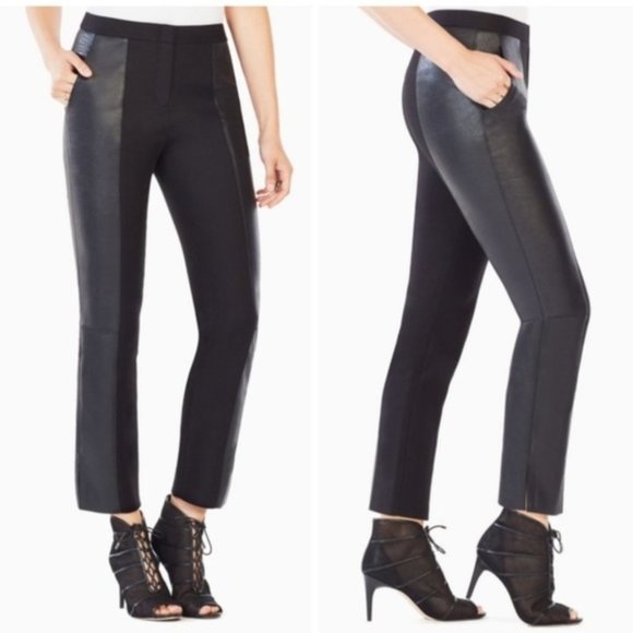 BCBGMaxAzria Brennan Faux Leather Blocked Trouser Large